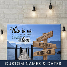 Load image into Gallery viewer, Lake Dock Color Personalized "THIS IS US" Multi-Names Premium Canvas Poster