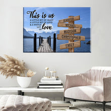 Load image into Gallery viewer, Lake Dock Color Personalized "THIS IS US" Multi-Names Premium Canvas Poster