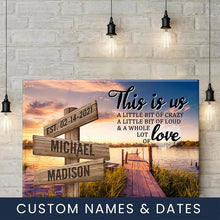 Load image into Gallery viewer, Lake Dock Color Personalized "THIS IS US" Multi-Names Premium Canvas