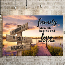 Load image into Gallery viewer, Lake Dock Color Where Life Begins And Love Never Ends Multi-Names Premium Canvas Poster