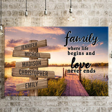 Load image into Gallery viewer, Lake Dock Color  Where Life Begins And Love Never Ends Multi-Names Premium Canvas