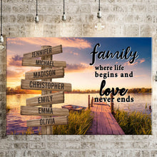 Load image into Gallery viewer, Lake Dock Color Where Life Begins And Love Never Ends Multi-Names Premium Canvas Poster