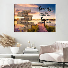 Load image into Gallery viewer, Lake Dock Color Where Life Begins And Love Never Ends Multi-Names Premium Canvas Poster