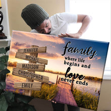 Load image into Gallery viewer, Lake Dock Color  Where Life Begins And Love Never Ends Multi-Names Premium Canvas