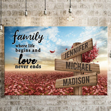 Load image into Gallery viewer, Love Tree Color Where Life Begins And Love Never Ends Multi-Names Premium Canvas Poster