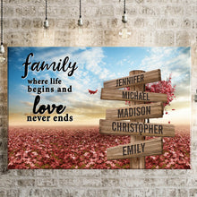 Load image into Gallery viewer, Love Tree Color Where Life Begins And Love Never Ends Multi-Names Premium Canvas Poster