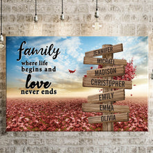Load image into Gallery viewer, Love Tree Color Where Life Begins And Love Never Ends Multi-Names Premium Canvas Poster