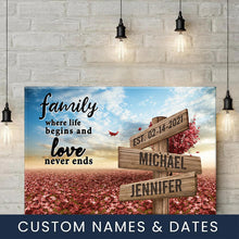 Load image into Gallery viewer, Love Tree Color Where Life Begins And Love Never Ends Multi-Names Premium Canvas Poster