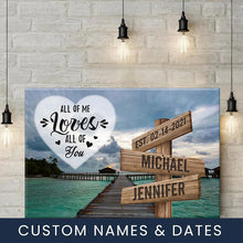 Load image into Gallery viewer, Maldives Scenery Color All of Me Loves All of You Multi-Names Premium Canvas Poster