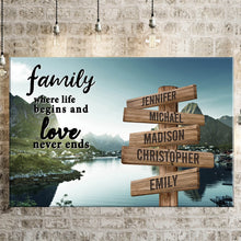 Load image into Gallery viewer, Mountain Creek Color  Where Life Begins And Love Never Ends Multi-Names Premium Canvas