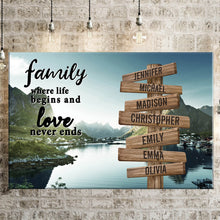 Load image into Gallery viewer, Mountain Creek Color  Where Life Begins And Love Never Ends Multi-Names Premium Canvas