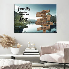 Load image into Gallery viewer, Mountain Creek Color  Where Life Begins And Love Never Ends Multi-Names Premium Canvas