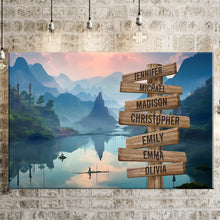 Load image into Gallery viewer, Mountain Lake Color Multi-Names Premium Canvas Poster