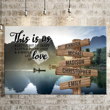 Load image into Gallery viewer, Mountain River Color Personalized "THIS IS US" Multi-Names Premium Canvas Poster