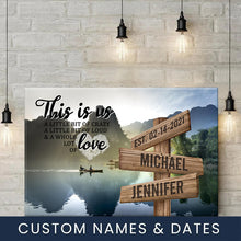 Load image into Gallery viewer, Mountain River Color Personalized "THIS IS US" Multi-Names Premium Canvas Poster