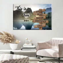 Load image into Gallery viewer, Mountain River Color Personalized "THIS IS US" Multi-Names Premium Canvas Poster