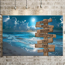 Load image into Gallery viewer, Ocean Night Beach Color Multi-Names Premium Canvas
