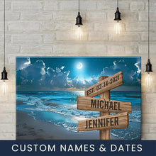 Load image into Gallery viewer, Ocean Night Beach Color Multi-Names Premium Canvas