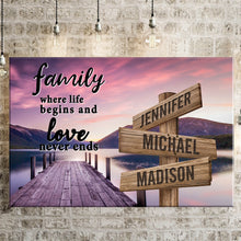 Load image into Gallery viewer, River Pier Color  Where Life Begins And Love Never Ends Multi-Names Premium Canvas