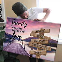 Load image into Gallery viewer, River Pier Color  Where Life Begins And Love Never Ends Multi-Names Premium Canvas