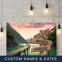Load image into Gallery viewer, Riverside Scenery Color Multi-Names Premium Canvas Poster