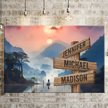 Load image into Gallery viewer, Riverside Sunset Color Multi-Names Premium Canvas