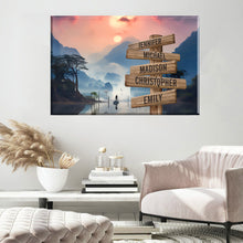 Load image into Gallery viewer, Riverside Sunset Color Multi-Names Premium Canvas Poster
