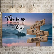 Load image into Gallery viewer, Riverside Sunset Color Personalized "THIS IS US" Multi-Names Premium Canvas Poster