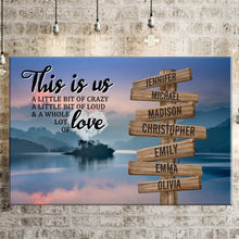 Load image into Gallery viewer, Riverside Sunset Color Personalized "THIS IS US" Multi-Names Premium Canvas Poster