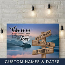 Load image into Gallery viewer, Riverside Sunset Color Personalized "THIS IS US" Multi-Names Premium Canvas
