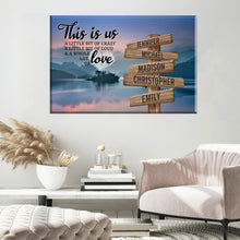 Load image into Gallery viewer, Riverside Sunset Color Personalized "THIS IS US" Multi-Names Premium Canvas Poster