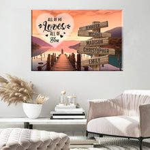 Load image into Gallery viewer, Riverside at Dusk Color All of Me Loves All of You Multi-Names Premium Canvas Poster