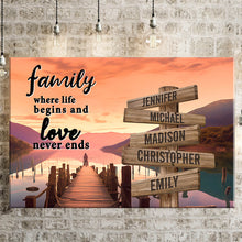 Load image into Gallery viewer, Riverside at Dusk Color Where Life Begins And Love Never Ends Multi-Names Premium Canvas Poster