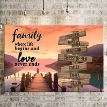 Load image into Gallery viewer, Riverside at Dusk Color  Where Life Begins And Love Never Ends Multi-Names Premium Canvas