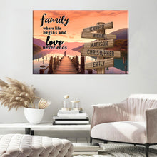 Load image into Gallery viewer, Riverside at Dusk Color  Where Life Begins And Love Never Ends Multi-Names Premium Canvas