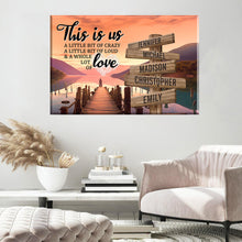 Load image into Gallery viewer, Riverside at Dusk Color Personalized "THIS IS US" Multi-Names Premium Canvas