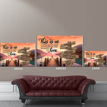Load image into Gallery viewer, Riverside at Dusk Color Personalized "THIS IS US" Multi-Names Premium Canvas