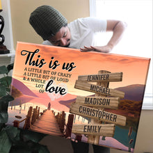 Load image into Gallery viewer, Riverside at Dusk Color Personalized "THIS IS US" Multi-Names Premium Canvas