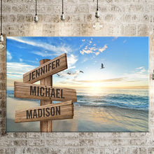 Load image into Gallery viewer, Seagulls On Sunny Beach Color Multi-Names Premium Canvas