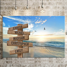 Load image into Gallery viewer, Seagulls On Sunny Beach Color Multi-Names Premium Canvas Poster
