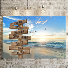 Load image into Gallery viewer, Seagulls On Sunny Beach Color Multi-Names Premium Canvas Poster