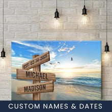 Load image into Gallery viewer, Seagulls On Sunny Beach Color Multi-Names Premium Canvas Poster
