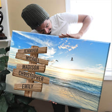 Load image into Gallery viewer, Seagulls On Sunny Beach Color Multi-Names Premium Canvas