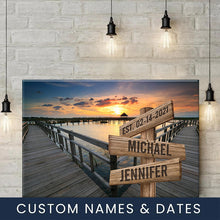 Load image into Gallery viewer, Seaside Pier Color Multi-Names Premium Canvas