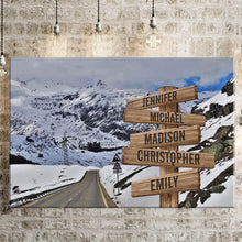 Load image into Gallery viewer, Snow Mountain Road Color Multi-Names Premium Canvas