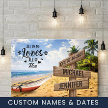 Load image into Gallery viewer, Summer Beach Color All of Me Loves All of You Multi-Names Premium Canvas