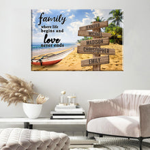 Load image into Gallery viewer, Summer Beach Color  Where Life Begins And Love Never Ends Multi-Names Premium Canvas