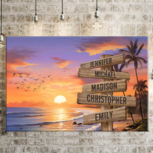 Load image into Gallery viewer, Sunset Palm Trees Color Multi-Names Premium Canvas Poster