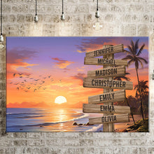 Load image into Gallery viewer, Sunset Palm Trees Color Multi-Names Premium Canvas Poster