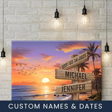 Load image into Gallery viewer, Sunset Palm Trees Color Multi-Names Premium Canvas Poster